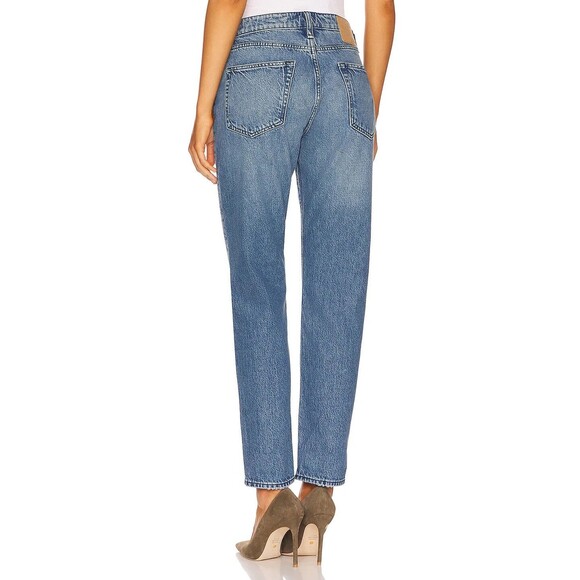 Rag & Bone Rosa Mid-Rise Boyfriend Jeans in Malibu Blue Denim Button Fly Size 34 - Picture 14 of 16